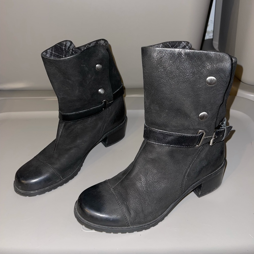 Black leather boots